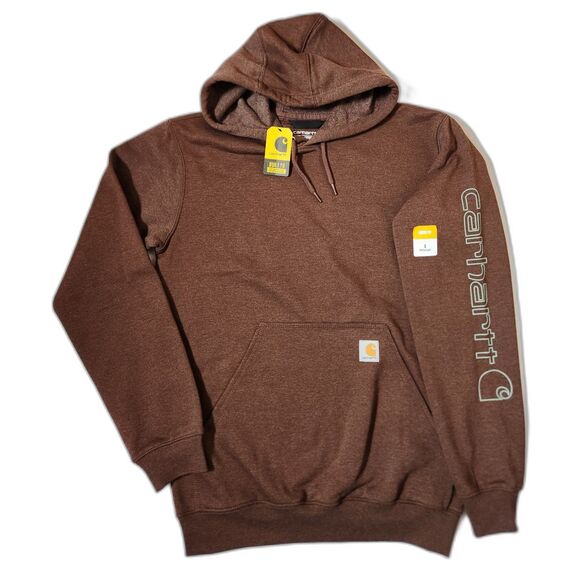 Carhartt Men’s Hoodie – Small, Mocha Heather, Loose Fit, Logo Sleeve, NWT - Picture 1 of 7